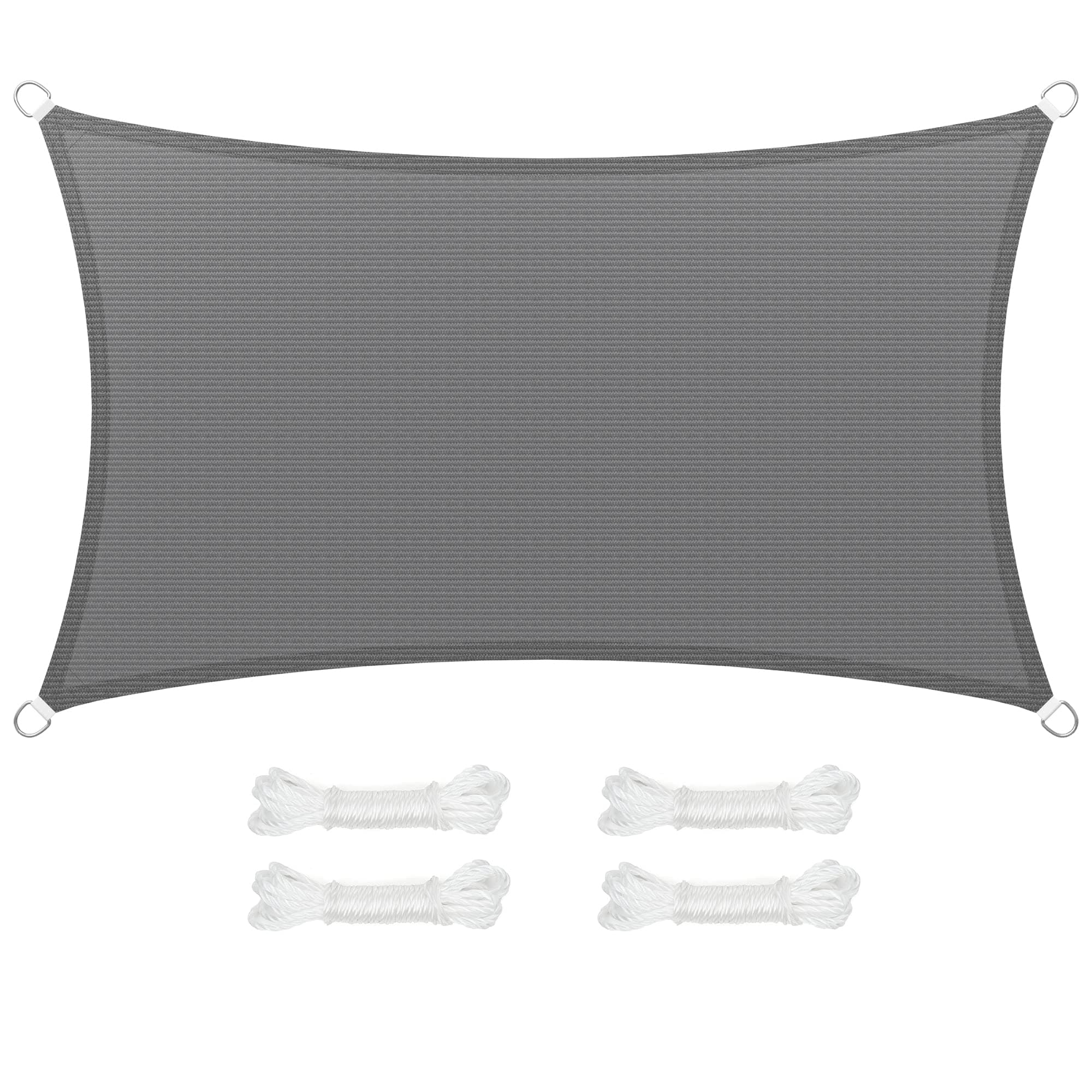 SONGMICS Voile d’Ombrage 3 x 5 m, Protection Solaire en Tissu HDPE, Respirant, Perméable à l’Eau, pour Terrasse, Jardin, Balcon, Camping, Rectangulaire, Concave, Cordes de 2 m, Gris Anthracite GSS35GY