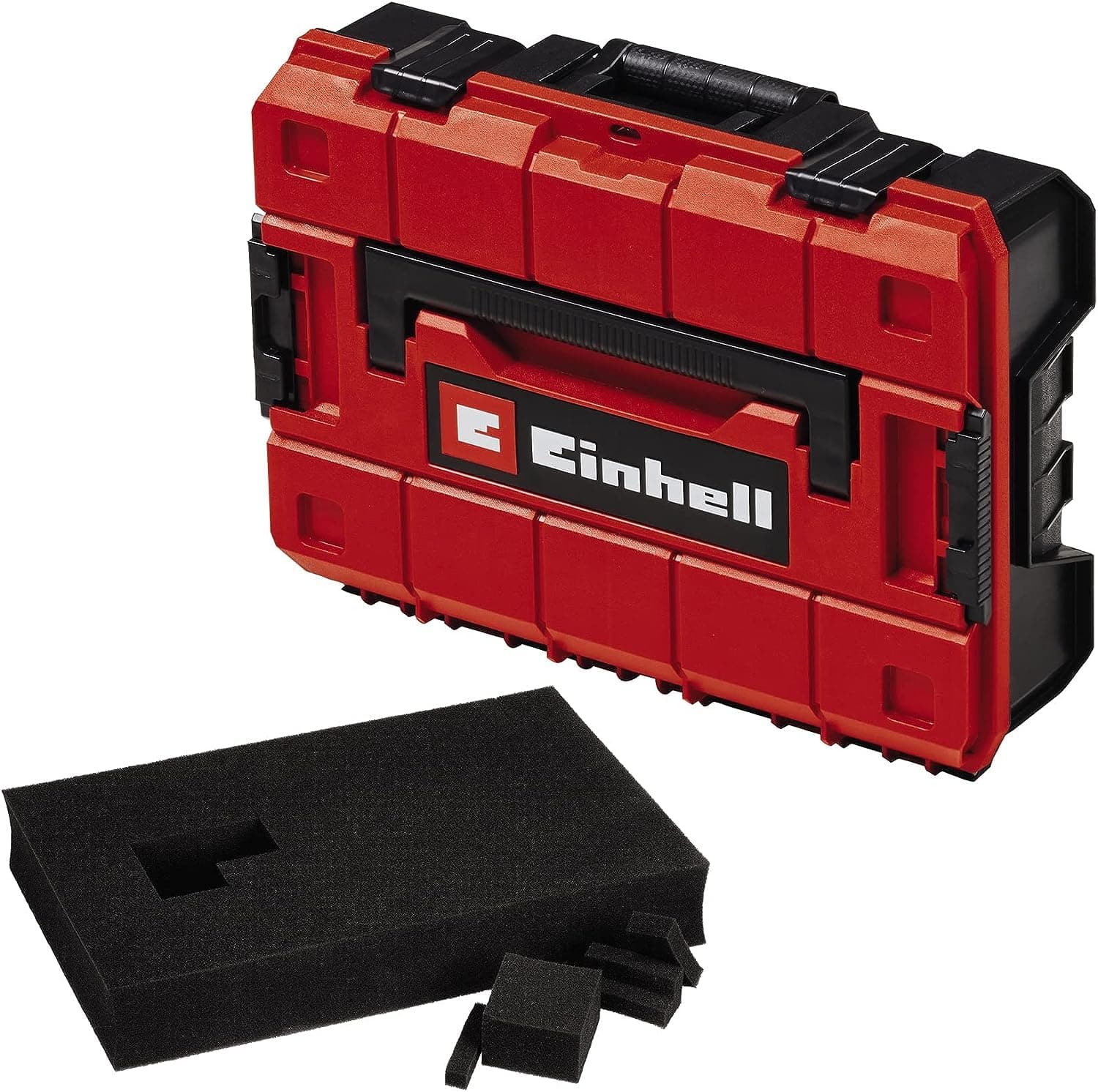 Einhell Systemkoffer E-Case S-F (für universelle Aufbewahrung von Werkzeug, 44x32x13 cm Außenmaße, max. 25 kg Beladung, spritzwassergeschützt, stapelbar, inkl. Rasterschaumstoff)