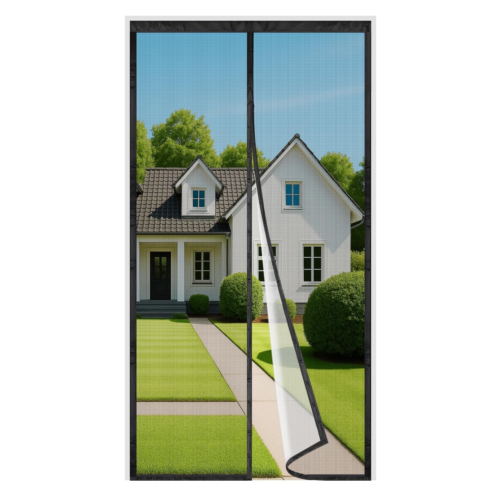 4UMOR Mosquitera Puerta Magnética 75x200cm Ensanchado Cinta de 3,8cm Sin Taladrar Cortina Mosquitera Exterior Cierre Automático para Balcón, Cocina, Dormitorio, Correderas, Garaje o Patio