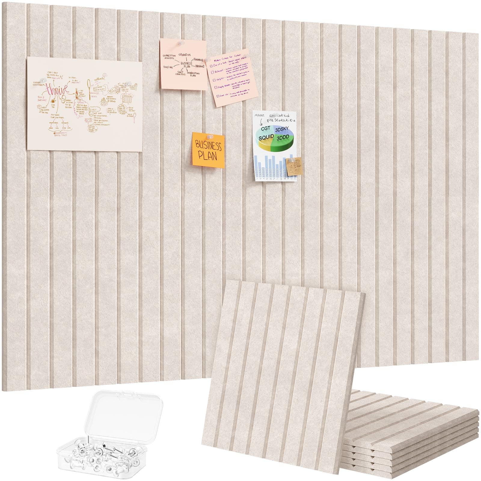 Lifewit 90 x 60 cm Filz Pinnwand Selbstklebend, 6 Pack Pinnwand Kork Alternative, Dekorative Vision Board Fotowand Pin Board Memoboard mit 30 Stück Pinnnadeln für Büro, Küche, Kinderzimmer, Beige
