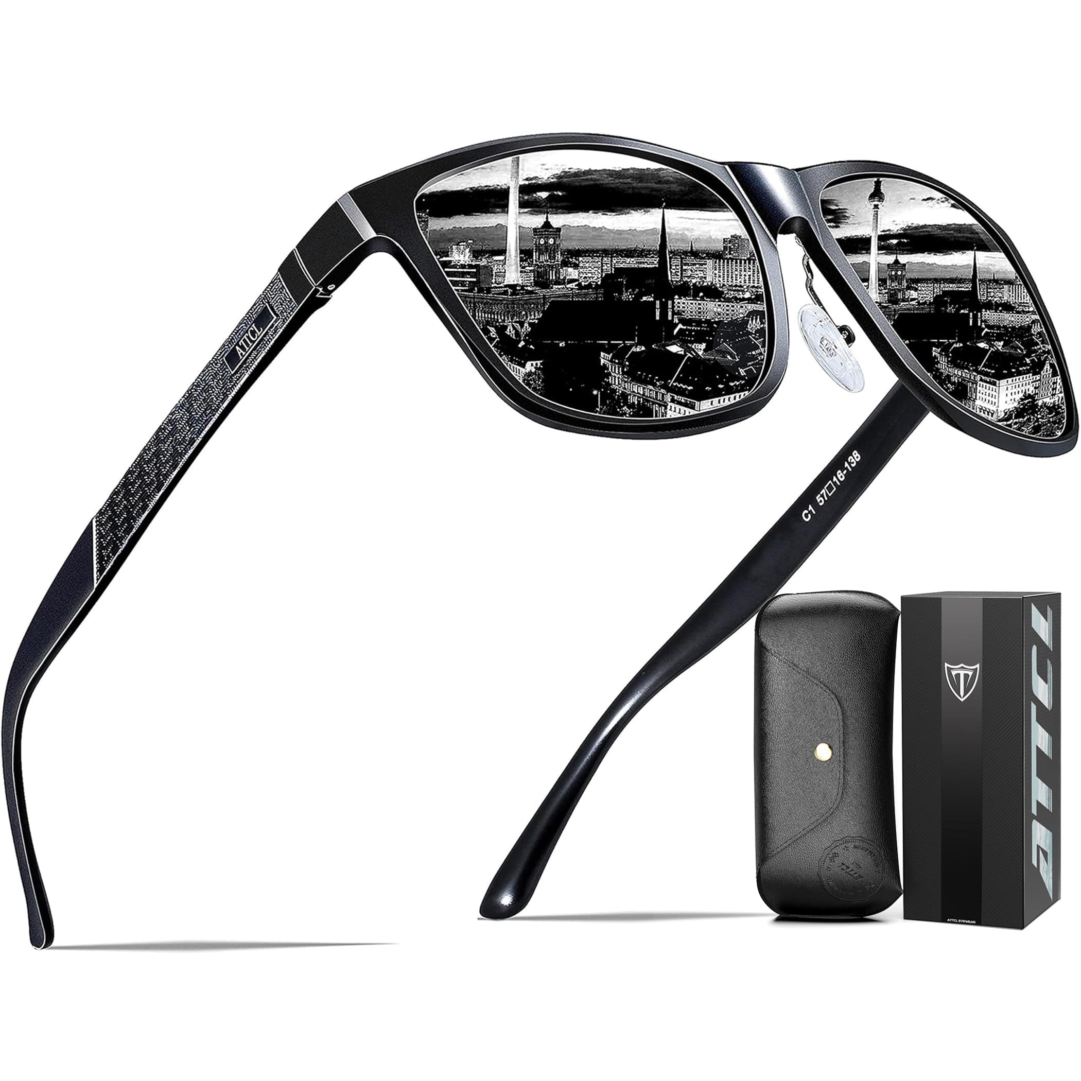 ATTCL Homme Lunettes De Soleil Polarisées Al-Mg métal Cadre Super Léger UV400 CAT 3 CE
