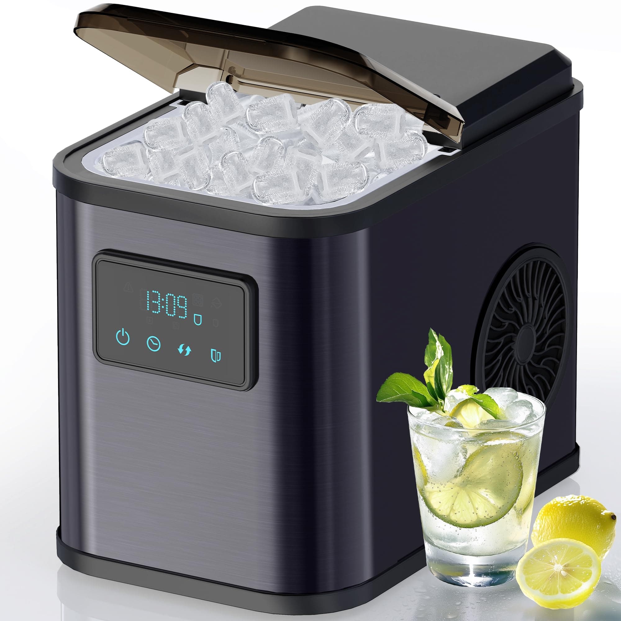 KeeGone Macchina Ghiaccio macchina per il ghiaccio Autopulente Serbatoio acqua da 2 litri 15KG in 24 H 2 formati di cubetti di ghiaccio Macchina per Casa/Cucina/Ufficio/Bar