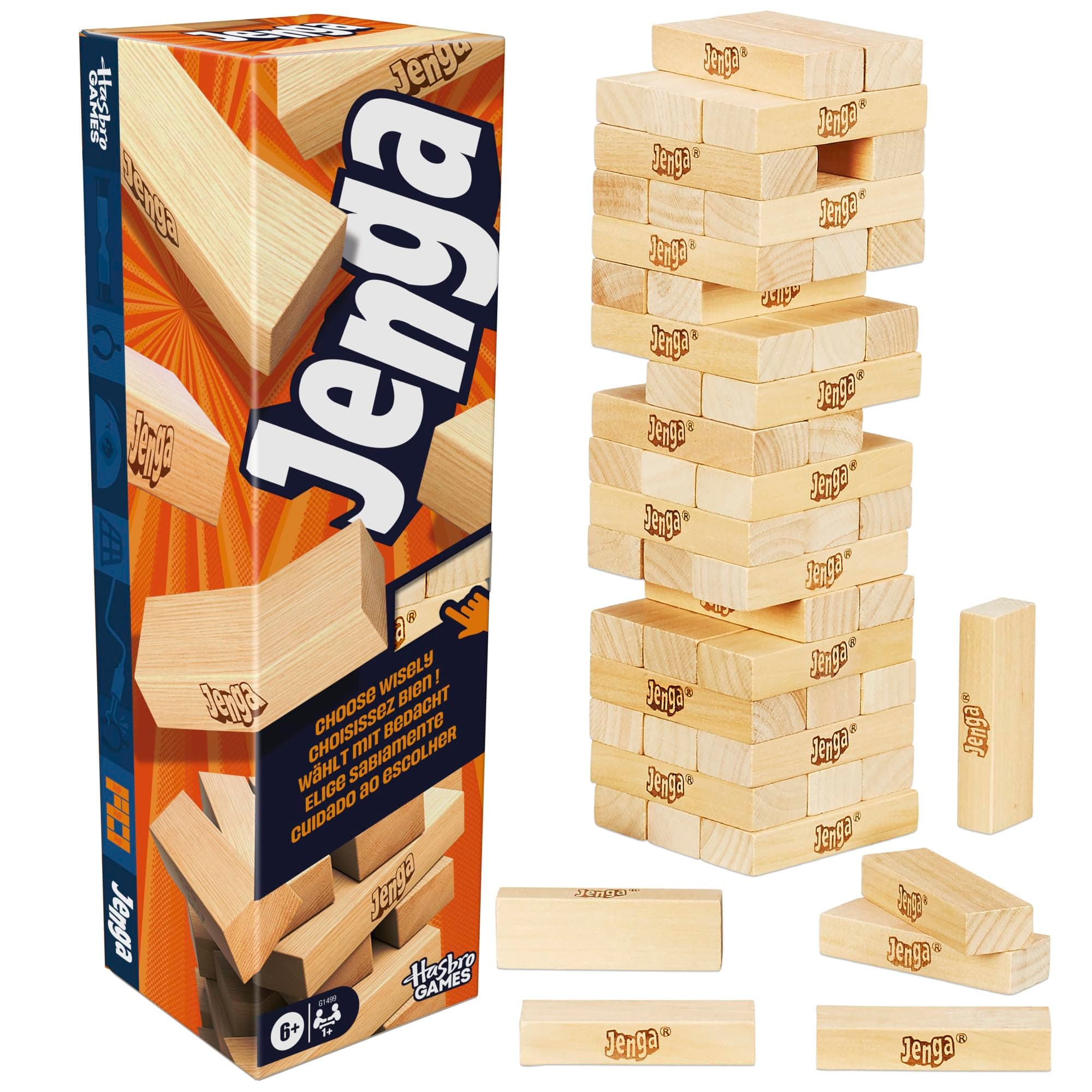 Offizielles Hasbro Jenga Spiel mit digitalem Würfel
