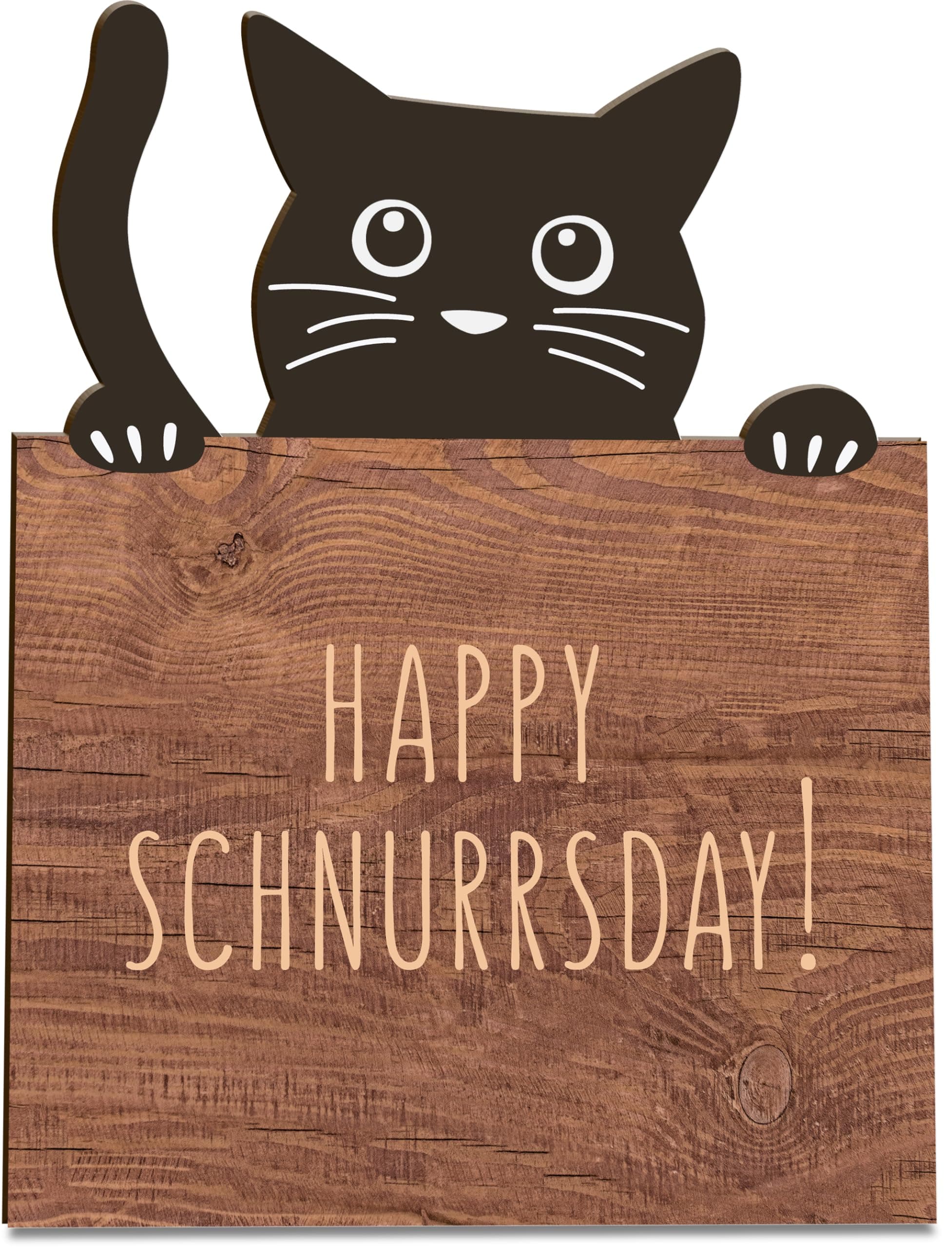 Happy Schnurrsday Holzkarte - Schnurrtag Geburtstagskarte | Katzenliebhaber, Katzenkarte, Karte für Katzenfreunde, Katzenfreundin, Lustiges Geschenk für Katzenfreunde, Katzenmama, Katzenpapa