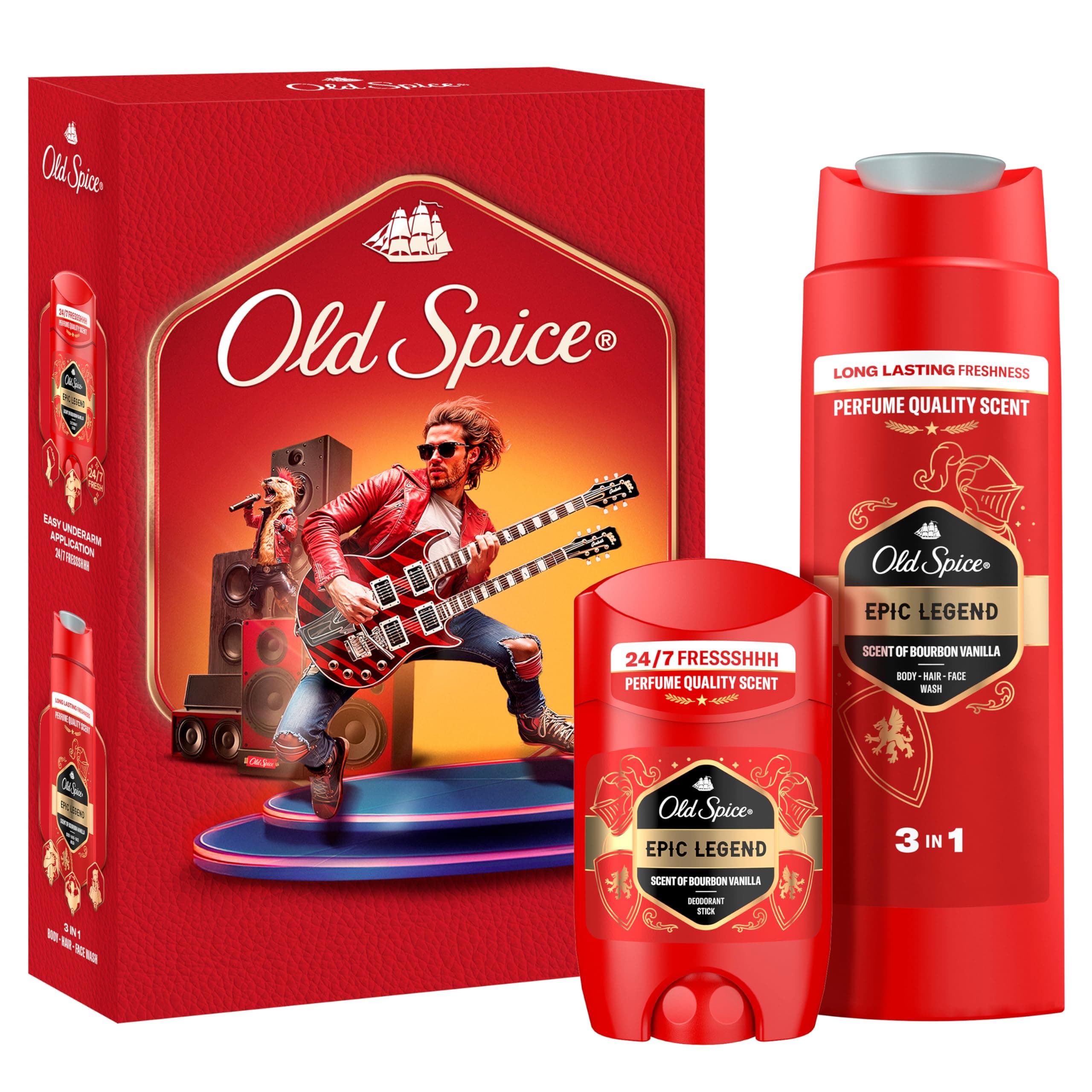 Old Spice Knight Geschenkset für Männer mit Epic Legend Deostick und Duschgel, 24/7 Frischhh bei täglicher Anwendung, langanhaltender Duft in Parfumqualität
