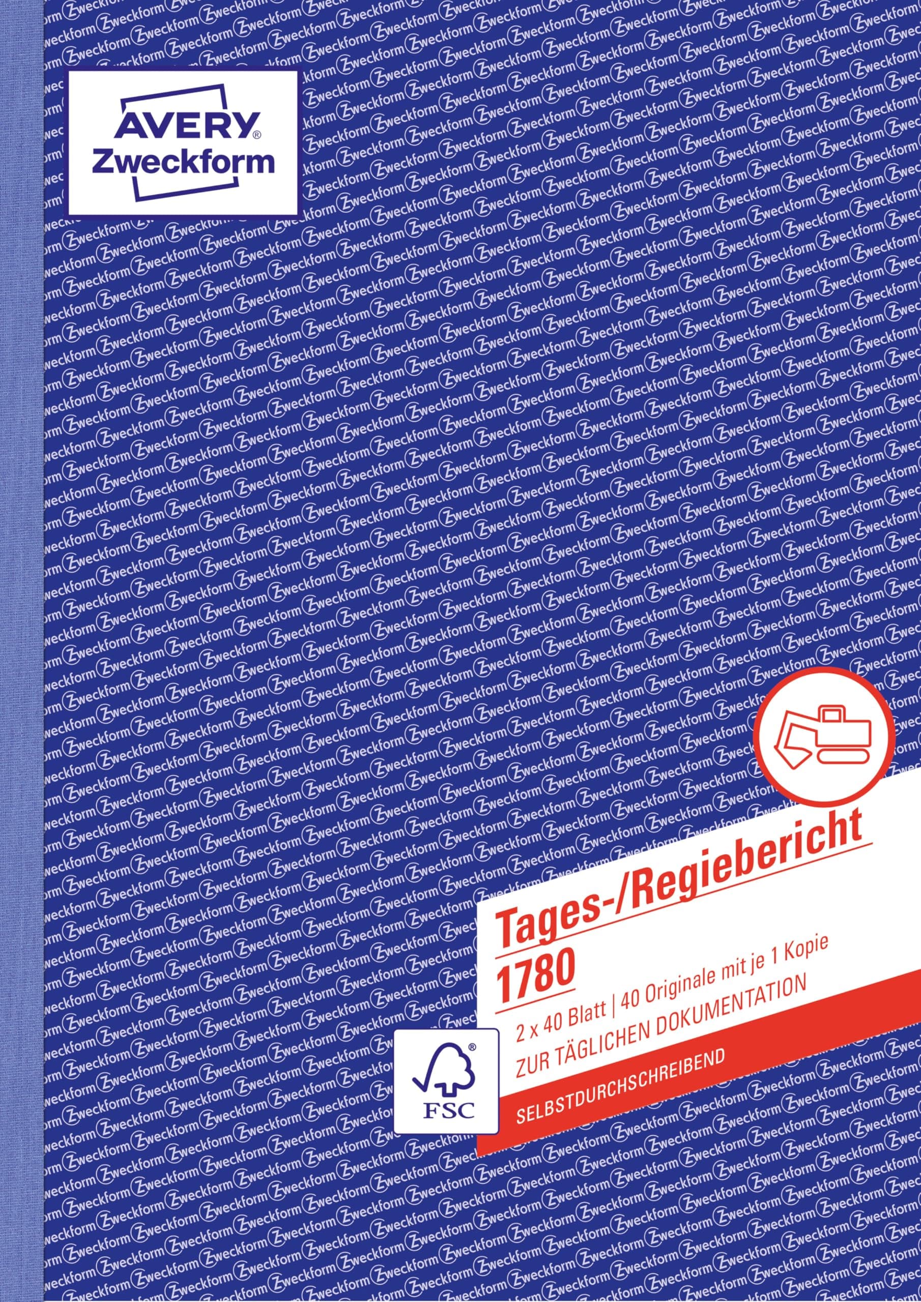 AVERY Zweckform 1780 Tages-/Regiebericht (A4, selbstdurchschreibend, von Rechtsexperten geprüft, für Deutschland und Österreich zur täglichen Dokumentation der Arbeitsleistung, 2x40 Blatt) weiß/gelb