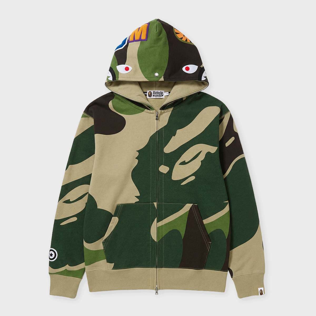 Mega ABC Camo Double Shark Relaxed Fit Full Zip Hoodie green