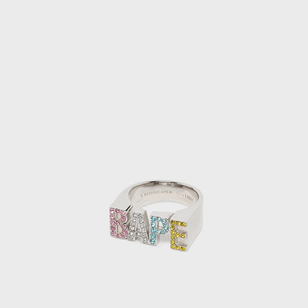 Bape Logo Ring Multi Color Rhinestone