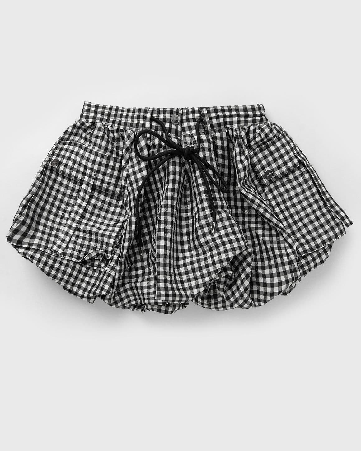 Crinkled Taffeta Check Mini Bubble Skirt