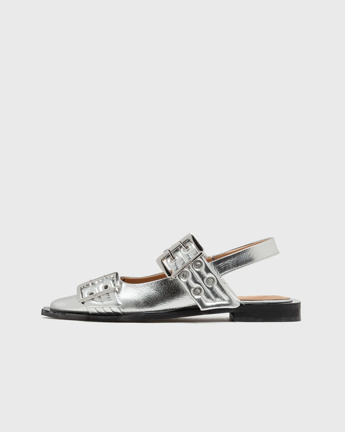 Feminine Buckle Ballerina Metallic