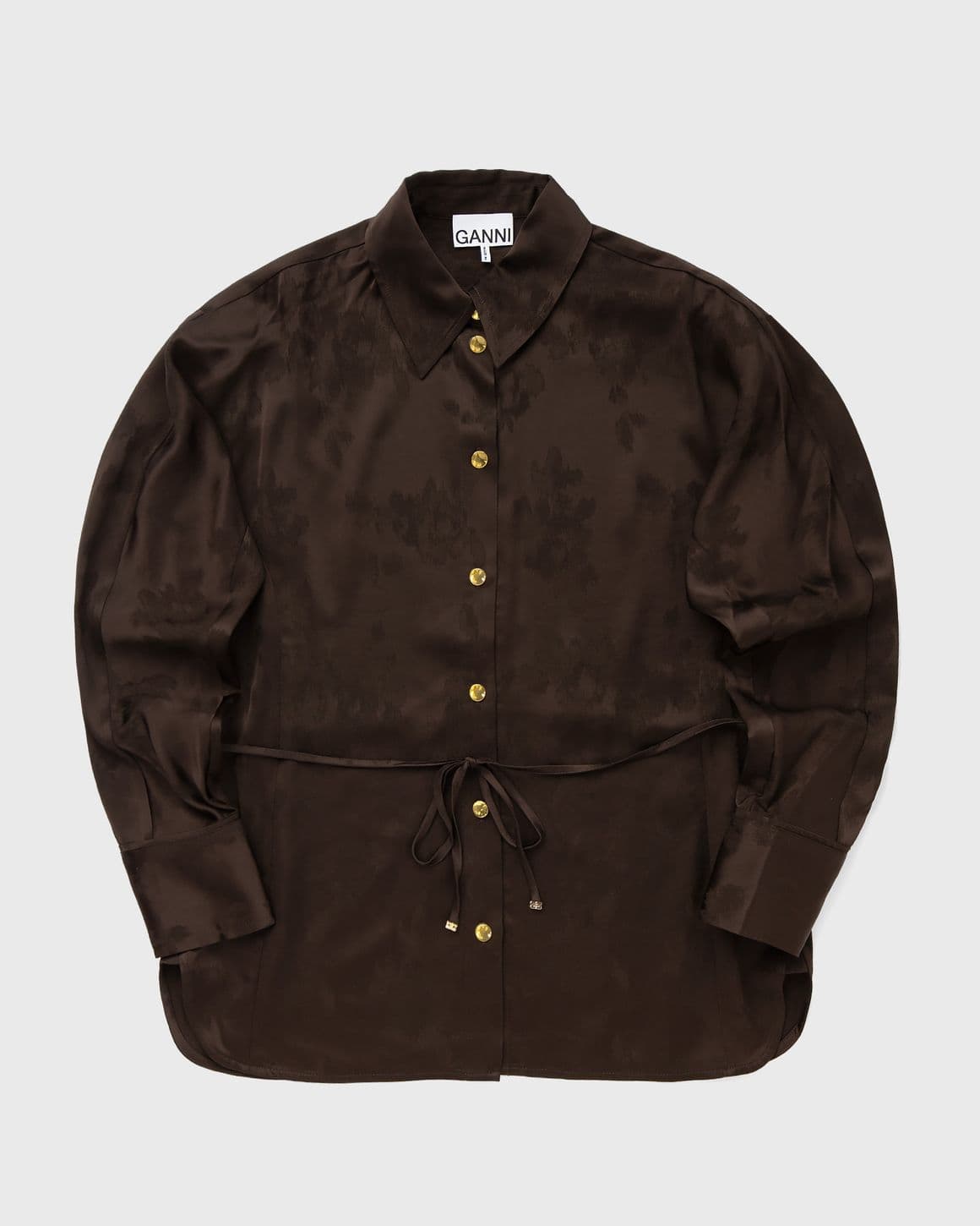 Fluid Satin Jacquard Long Sleeve Shirt