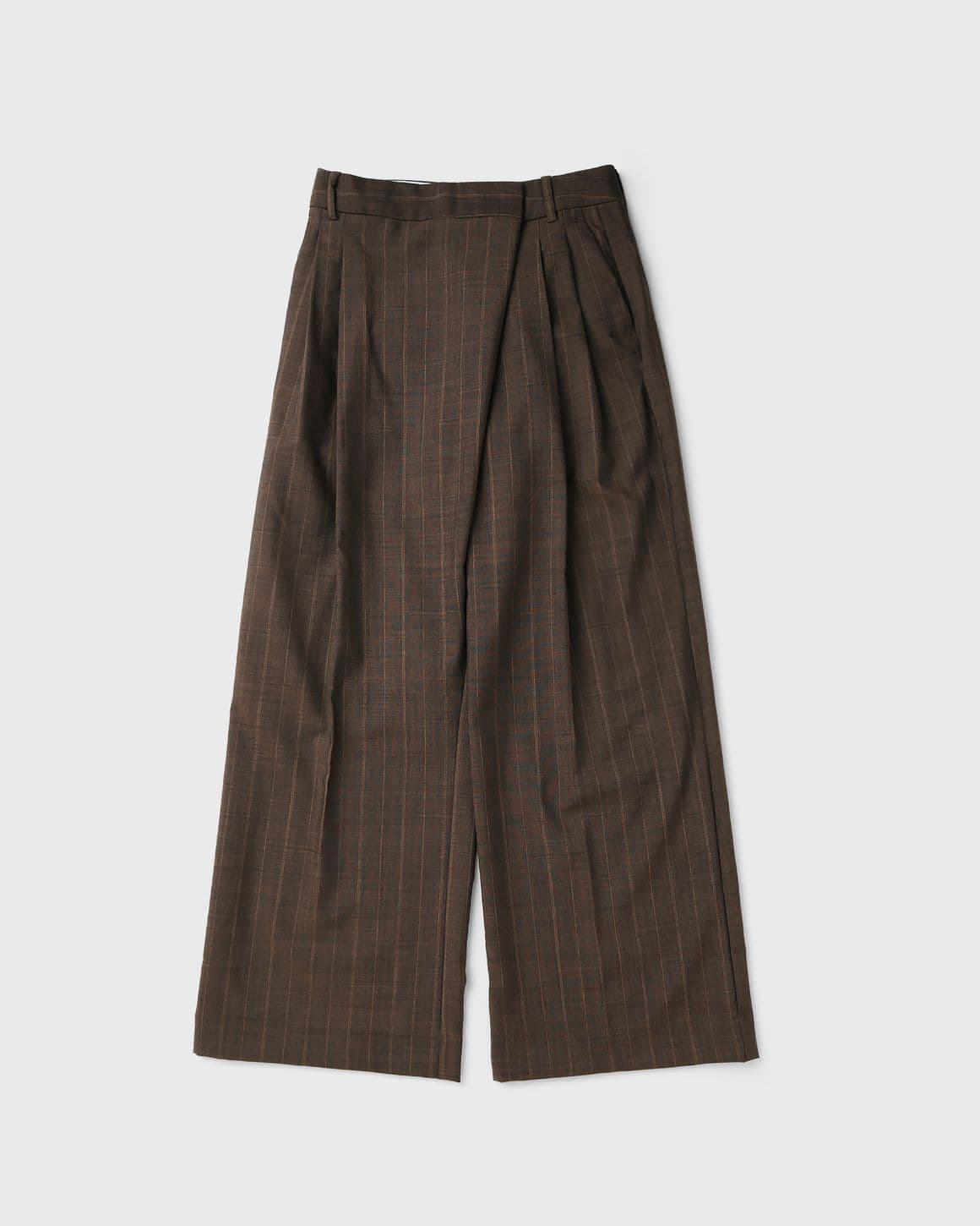 Light Wool Melange Stripe Wrap Pants