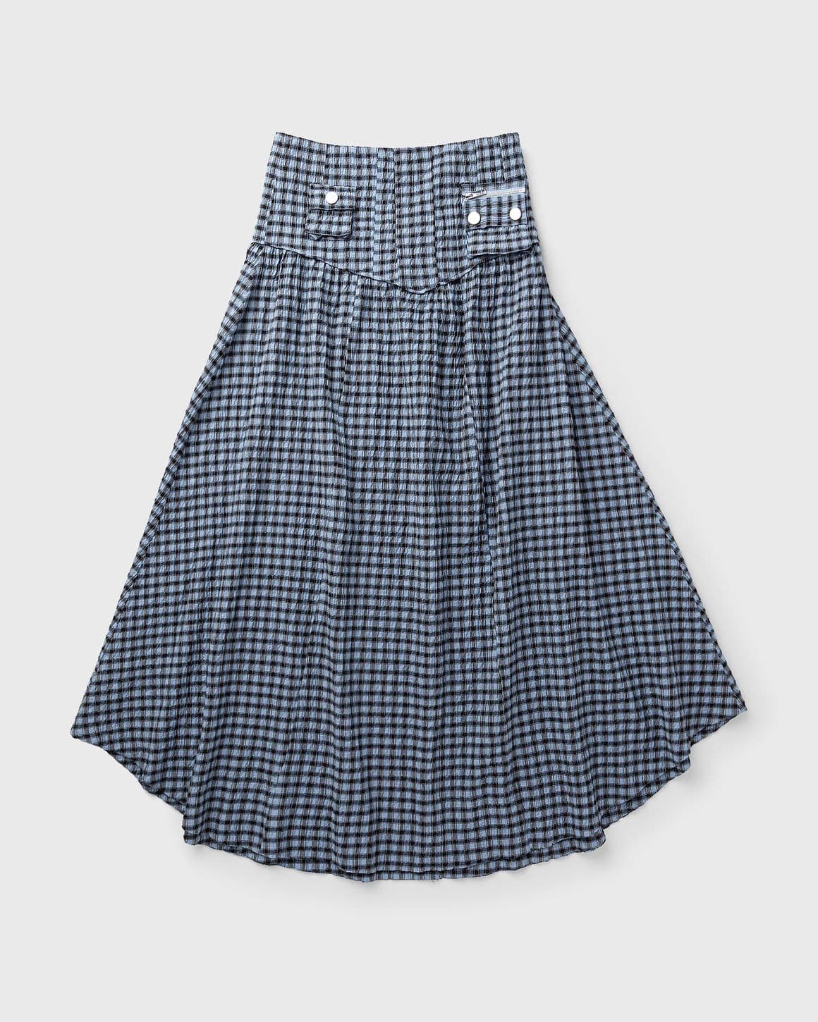 Seersucker Check Long Pocket Skirt