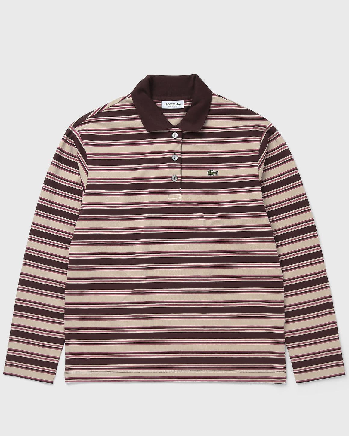 Oversized Striped Long Sleeved Polo Shirt