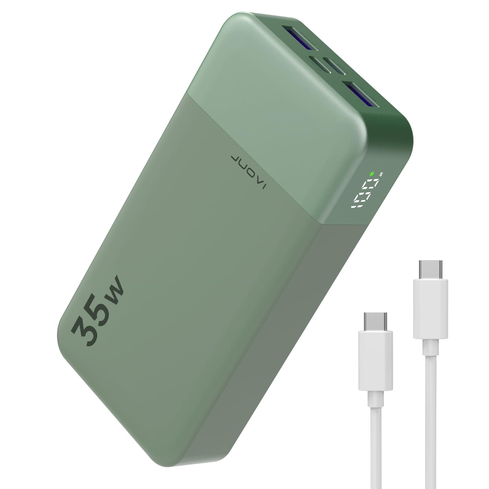 JUOVI Power Bank 20000mAh Caricatore Portatile, 35W Ricarica Rapida Batteria Esterna PD 3.0 QC 4.0 con Display LED, Batteria da Viaggio con 2 porte USB C e 2 porte USB A per iPhone serie 16/15/14