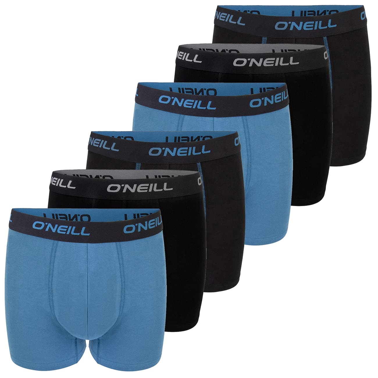 O'Neill Boxershorts Herren 6er Pack Baumwolle Uni Sport Boxer Männer Basic Trunk Unterwäsche Unterhose ohne Eingriff Schwarz Rot Blau M L XL XXL