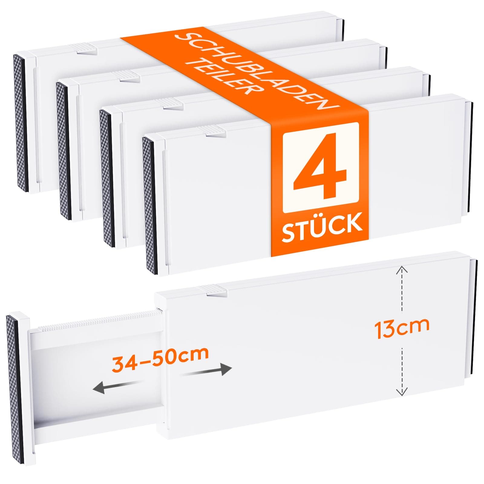 Lifewit 4 Set Schubladentrenner, Verstellbar Schubladen Trenner für Innenlänge 34 –50cm/13.5-22" & Höhe>13cm, Schubladen Organizer Ordnungssystem für Küche/Kleiderschränke/Schreibtisch/Büro, Weiß