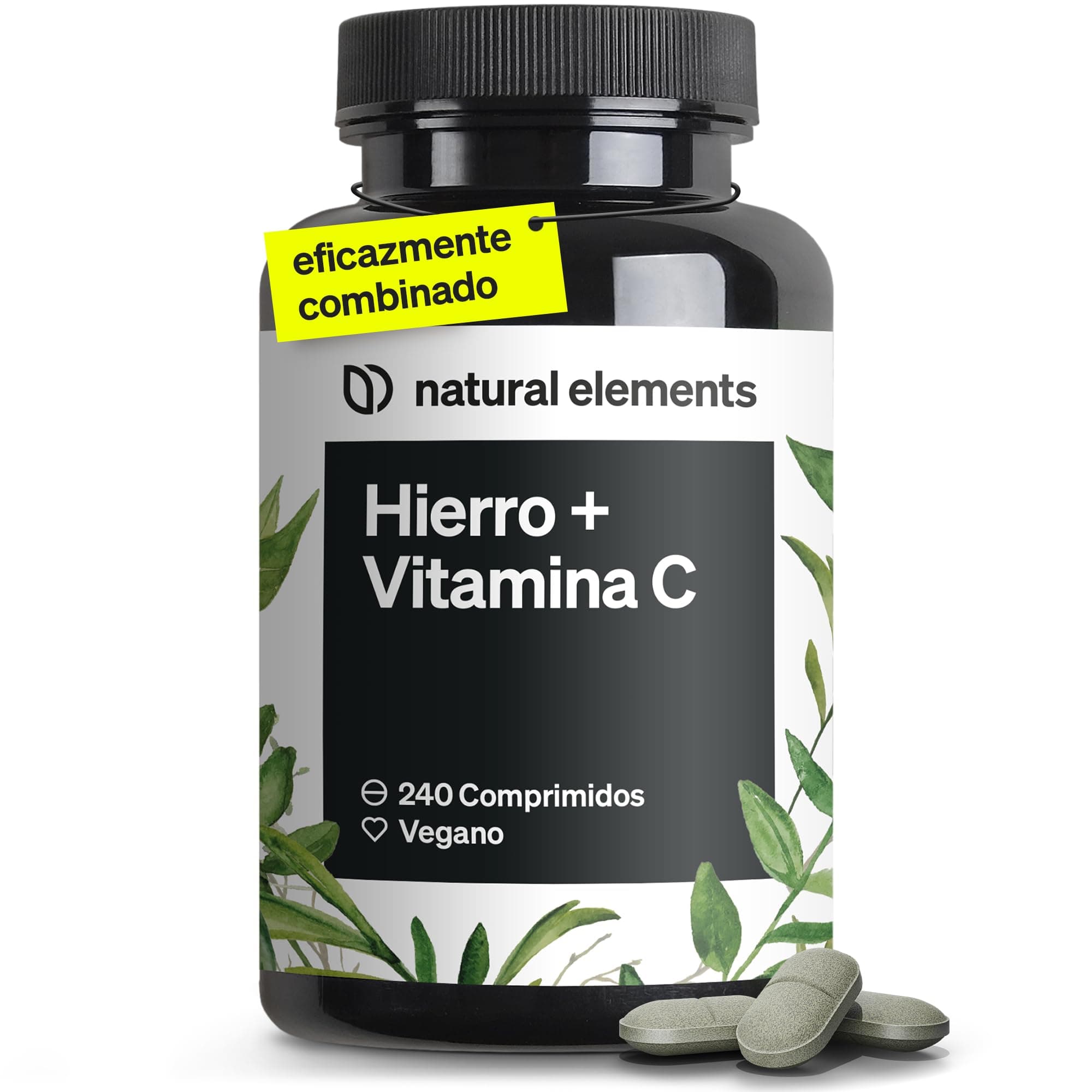Suplemento de Hierro con 40mg Vitamina C – bisglicinato de hierro – 240 comprimidos veganos – complejo de quelato de buena tolerancia – alta dosificación, sin aditivos innecesarios