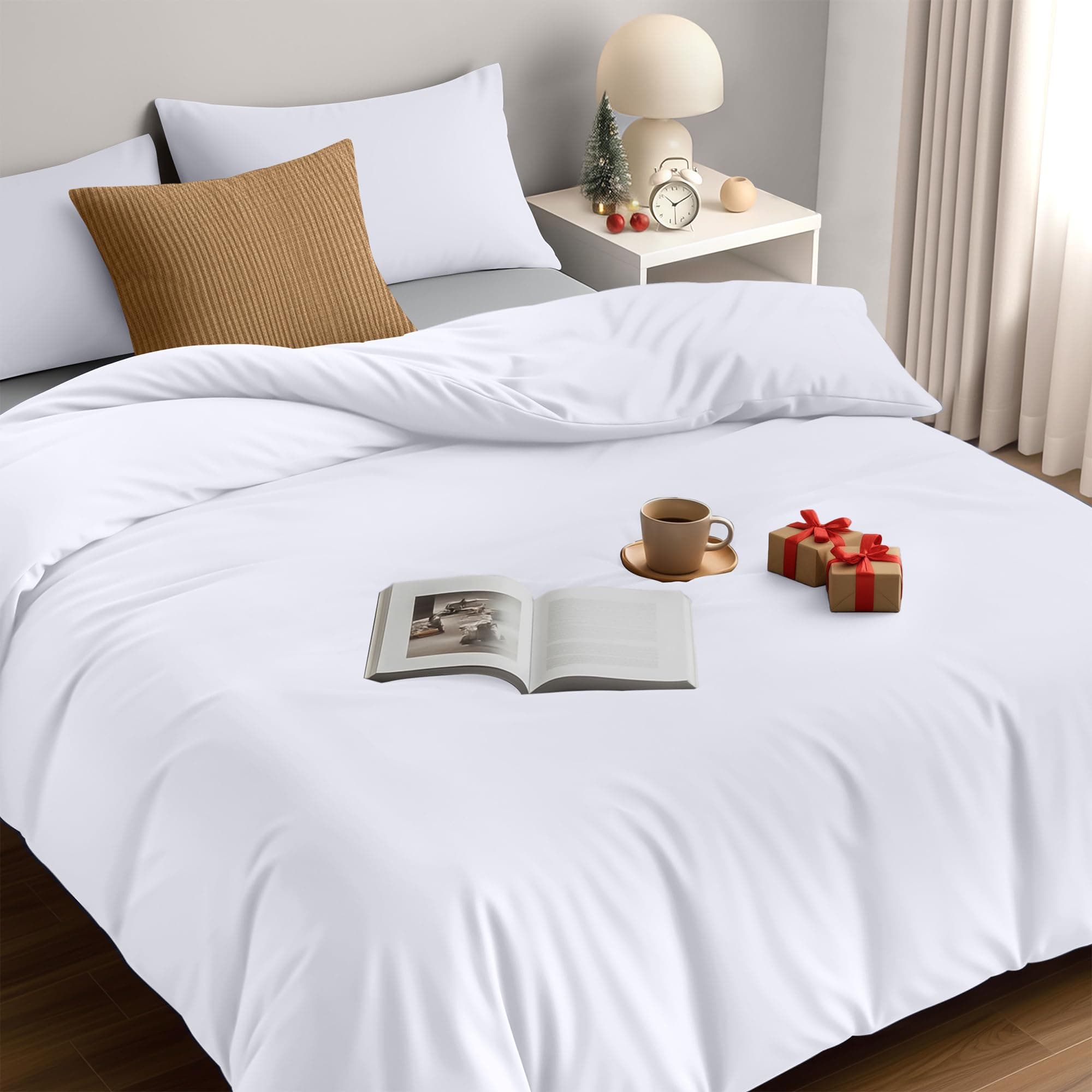 Utopia Bedding Funda Nordica Cama 180 - Microfibra Juego de Funda de Edredon 260x220 cm y 2 Fundas de Almohada 50x75 cm (Blanco)