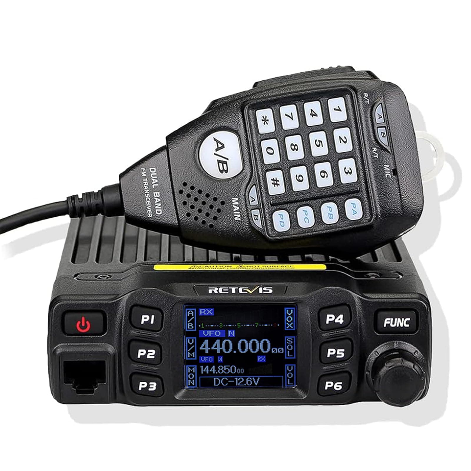 Retevis RT95 Emisoras Coche Doble Banda de Radioaficionado, Profesional, Canales DTMF TFT con Función Escaneo y Contraseña Mini Móvil