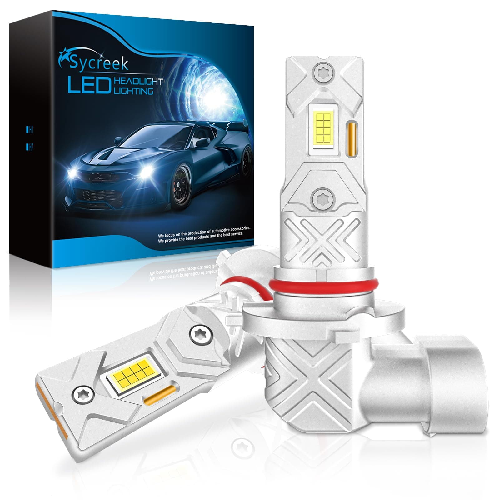 Sycreek Lampadine HB3 LED 9005,30000LM 6500K Bianco Freddo 12V Led Hb3 Lampade Faro per Auto e Moto 600% Luminosità 1:1 Mini Plug-n-Play