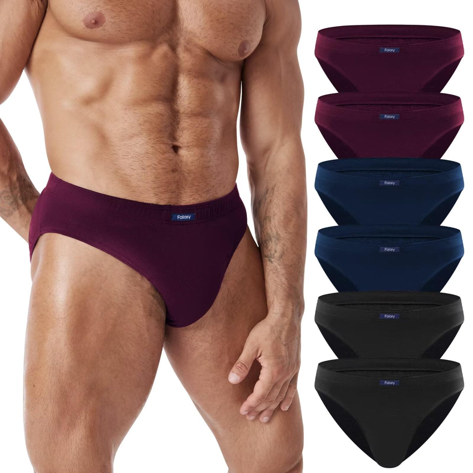 FALARY Slip Uomo Pacco da 6/12 100% Cotone Mutande Uomo Morbido Intimo Elastico Comfort Briefs