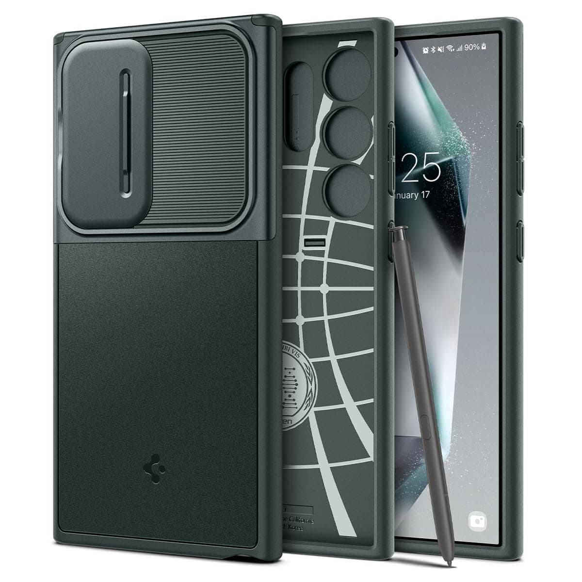 Spigen Optik Armor Hülle Kompatibel mit Samsung Galaxy S24 Ultra -Grün
