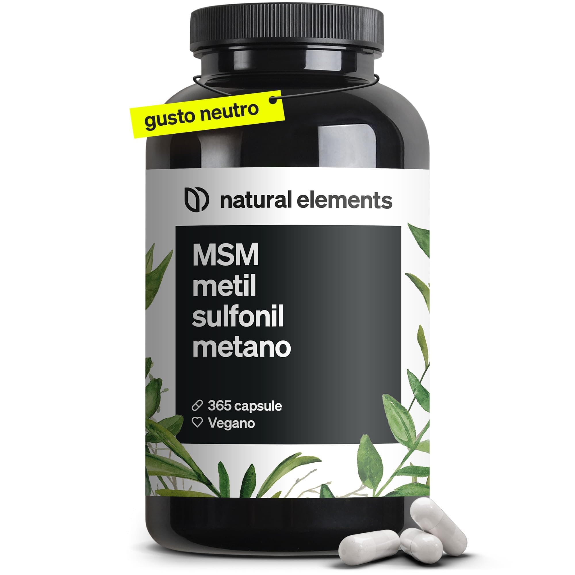 Integratore MSM Puro 99,9% Metilsulfonilmetano – Zolfo Organico MSM – 1600mg – 365 capsule vegan – per la Salute di Ossa e Articolazioni – Antinfiammatorio Muscolare – Testato in Laboratorio
