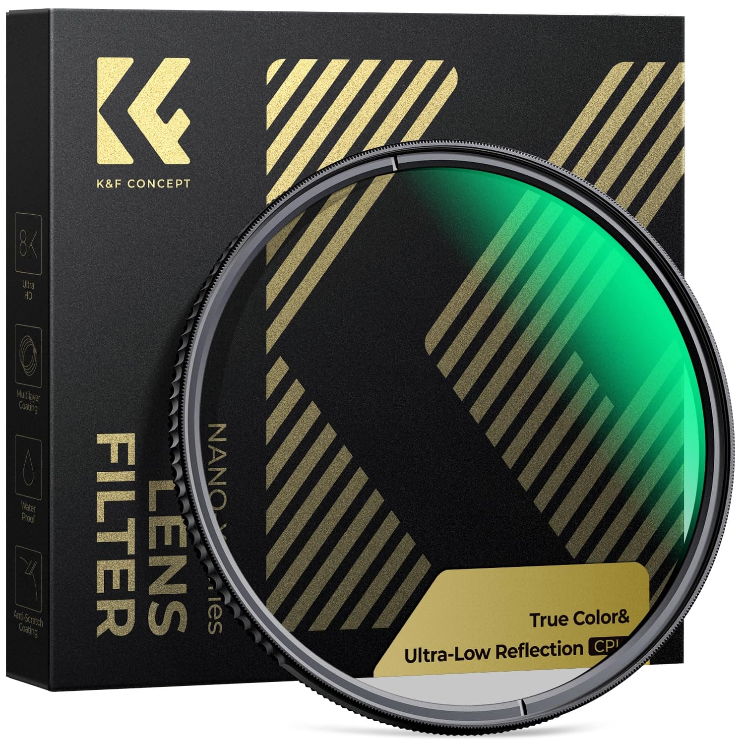 K&F CONCEPT 2-IN-1 Filter 77mm True Color Polfilter & Ultra-niedrige Reflexion Polfilter, Optisches Glas mit Multi-Nano-Beschichtung (Nano-Xcel)