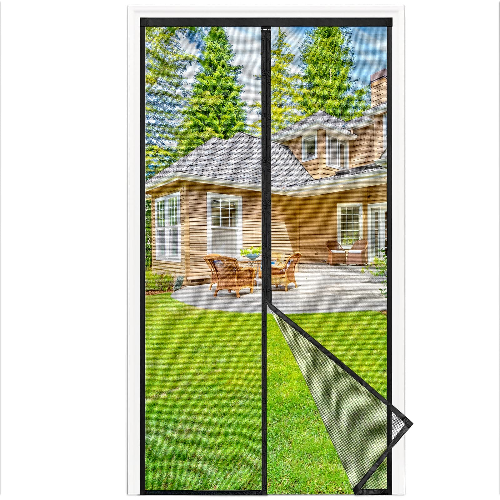 NUEVA Mosquitera Puerta Magnética 120x250 cm, Mosquitera para Puerta con Imanes Potentes, Instalación Sin Taladro, Cierre Automático, Malla Transpirable y Antidesgarro, Negro