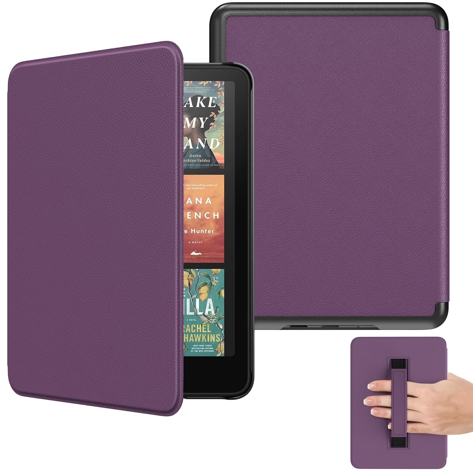 MoKo Hülle für 7" Ebook Reader (12. Gen-2024) und E-Reader 2024/2025, Leichte Hülle mit Handschlaufe Auto Wake/Sleep für Ebook Reader 2024, Nicht für TCL Remarkable Kobo, Tiefpurpur